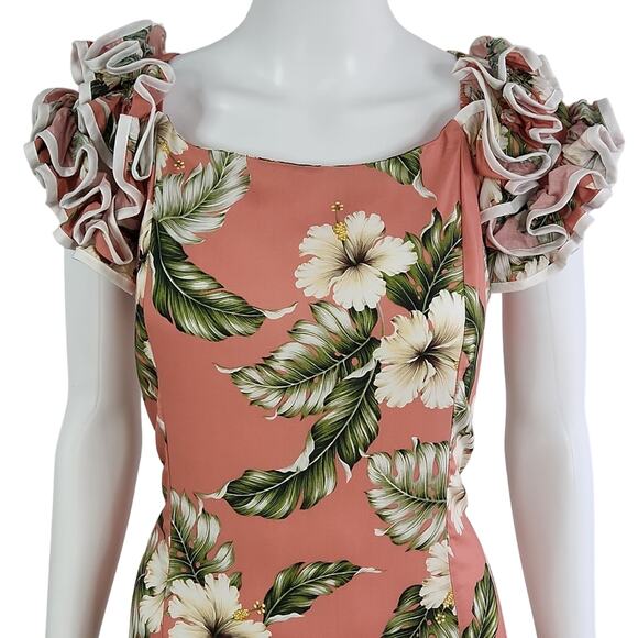 Milson by Ky's Hawaiian Fishtail Full Length Rayon Poplin Muumu Dress Size Large - Picture 6 of 12